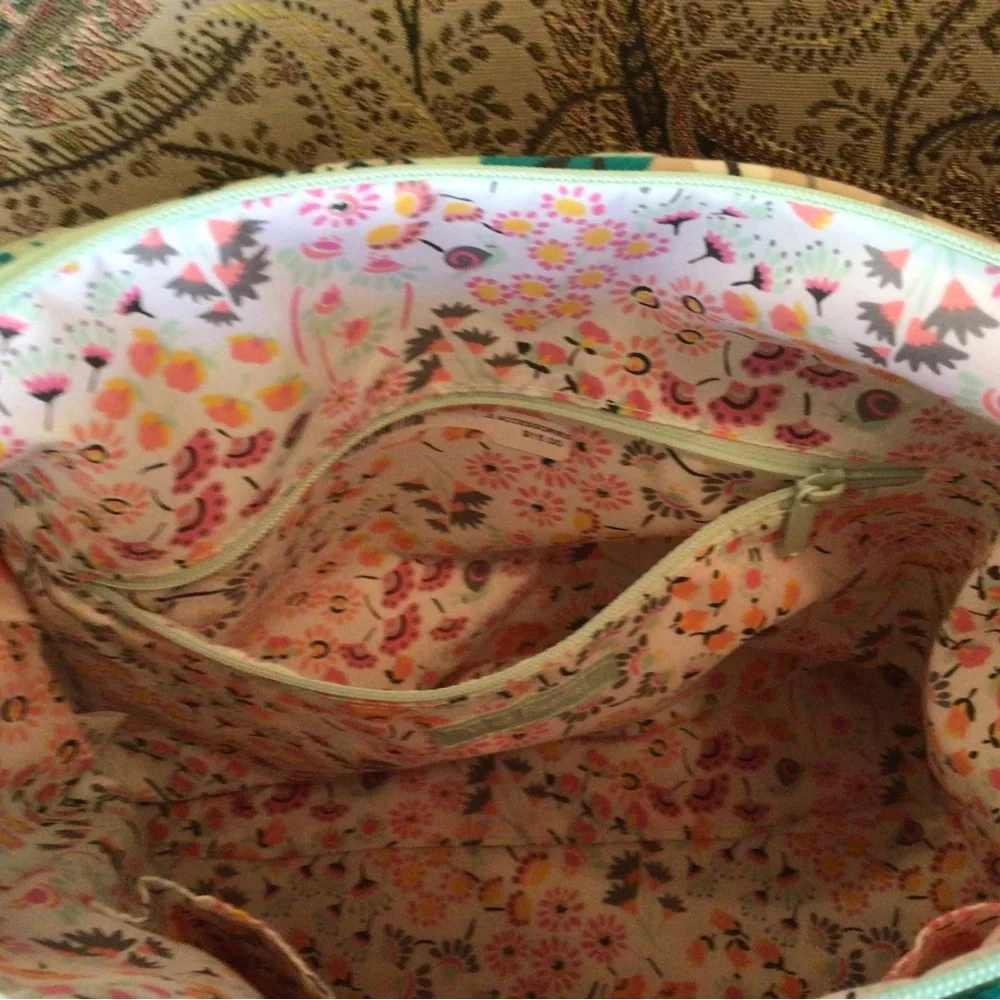 Vera Bradley Iconic Glenna Satchel In Green Mint Flowers Handbag - Picture 3 of 8